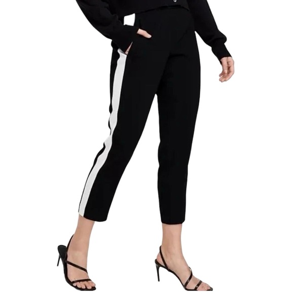 Aritzia Babaton Conan Cropped Ankle Dress Pants Side Stripe Slim Trousers Small - Picture 1 of 5